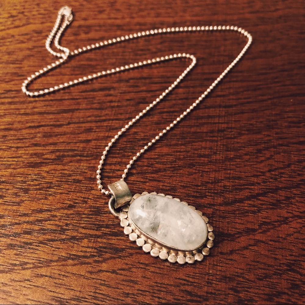 White Crystal Quartz Necklace on Silver Chain